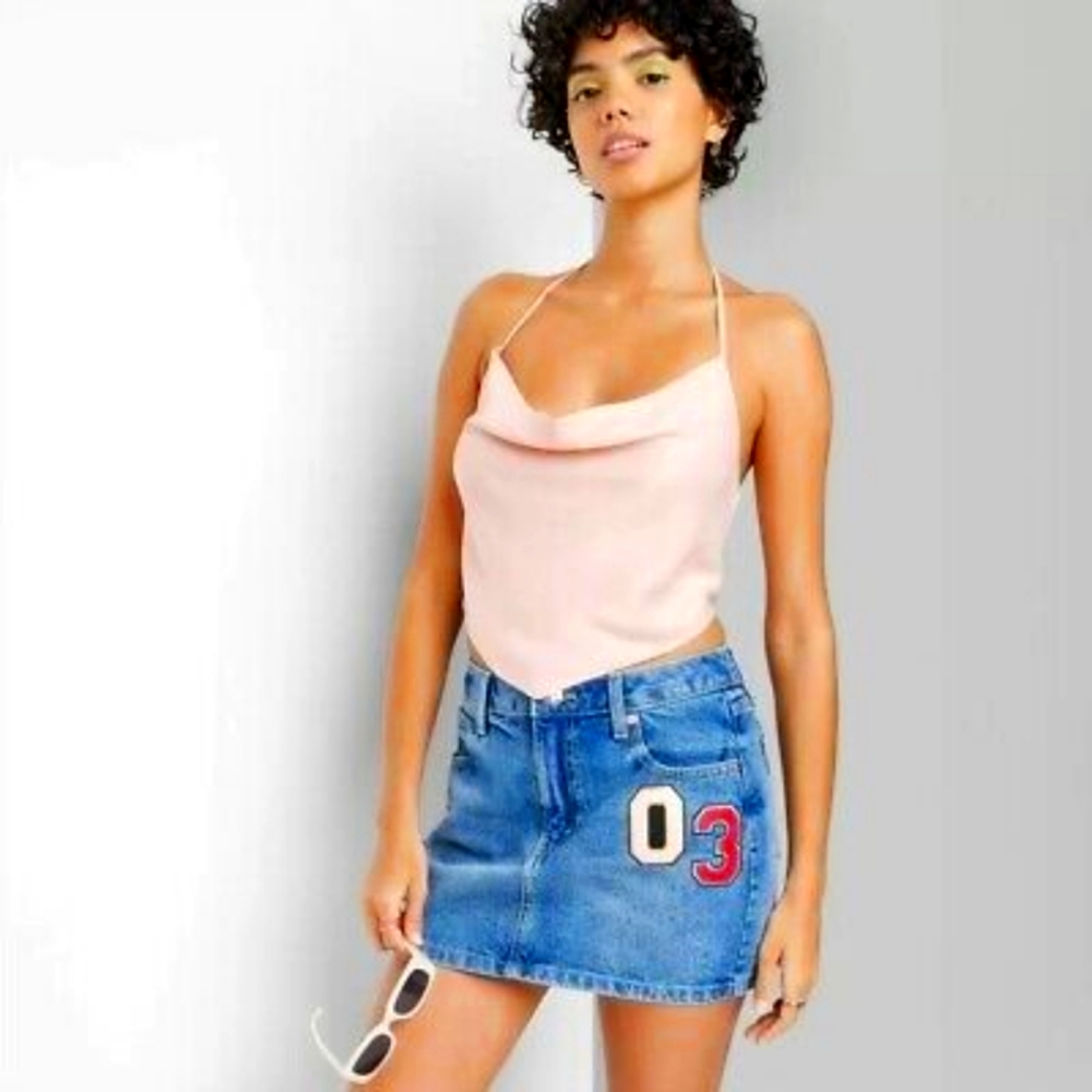 Satin Cowl Neck Scarf Tank Top - Wild Fable Blush Pink Medium